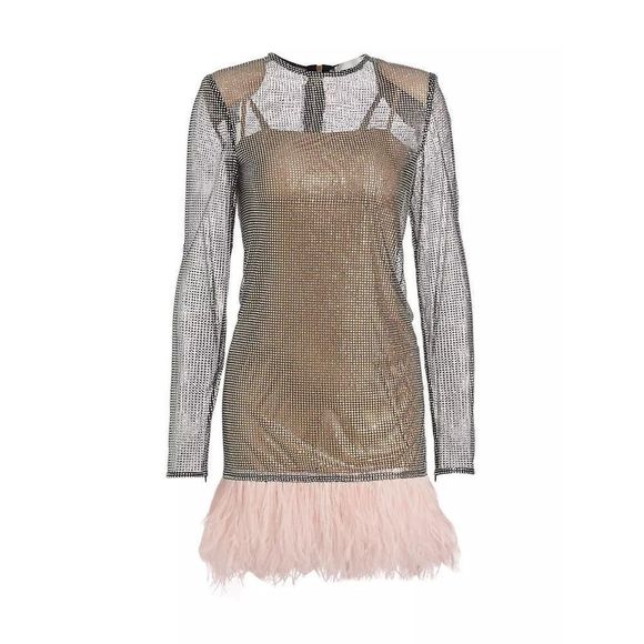 Bronx and Banco Webb Feather-Trim Cocktail Dress US 4 $1200 - Picture 1 of 16